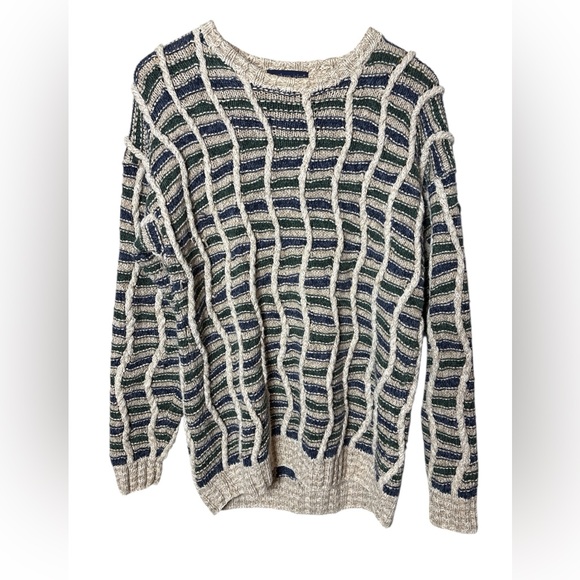 Northern Isles Other - VTG Northern Isles Mens Hand Knit 3D Fisherman Sweater Size L 80S Grandpacore